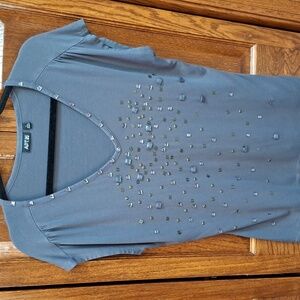 Apt. 9 Charcoal Embellished V-Neck Tee size Large